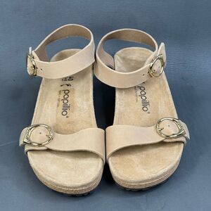 Papillio by Birkenstock Soley Leather Wedge Sandals shoes women size 9 (40)